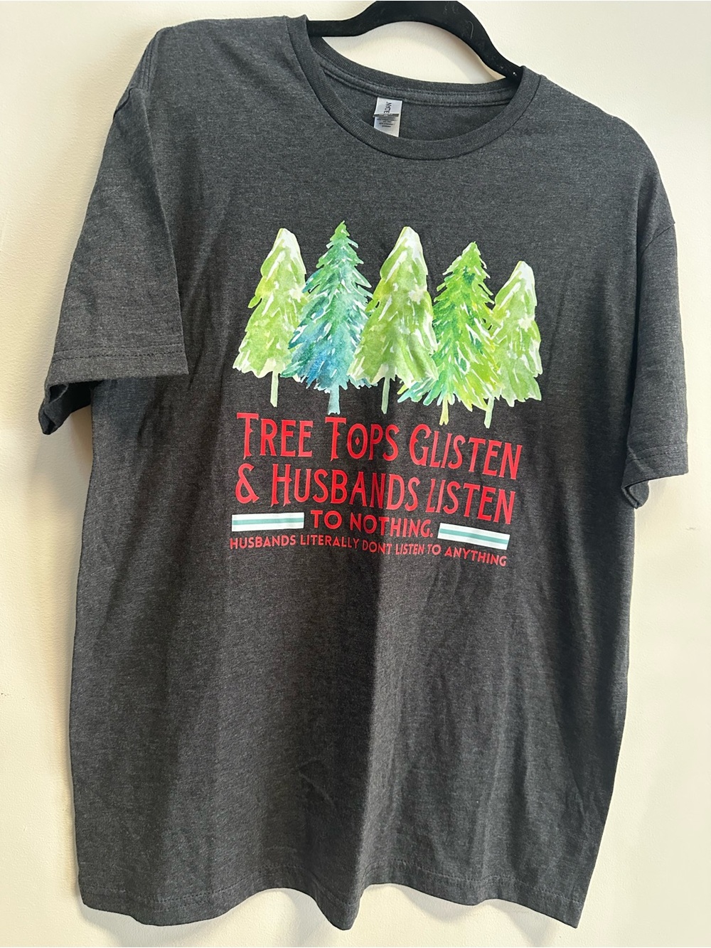Charcoal Holiday Graphic Tee - Tree Tops Glisten